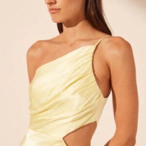 Shona Joy - la lune asymmetrical gathered maxi dress - lemon